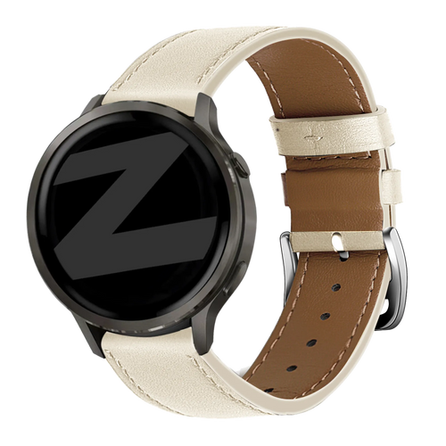 Bandz Garmin Vivomove Luxe Leather Strap 'Deluxe' (Beige)
