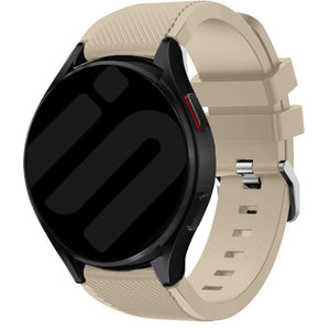 Twill Silicone Strap, beige, on a watch, 3/4 front view