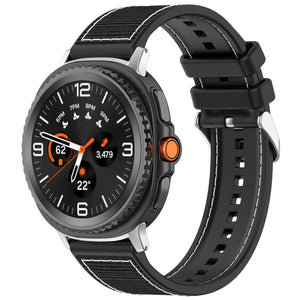 Nylon Hybrid Strap, black, on a watch, 3/4 front view