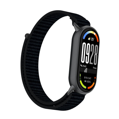Modern Nylon Strap, black, on a watch, 3/4 front view