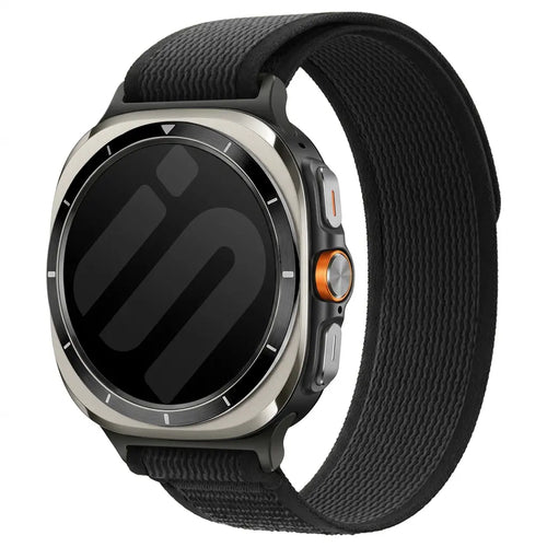 Trail Nylon Strap, black, on a watch, 3/4 front view
