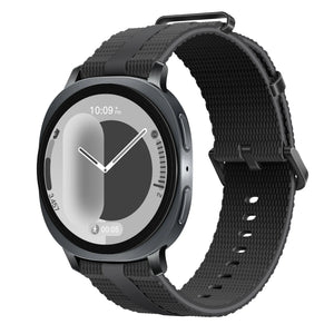 Silicone Active Strap, black, on a watch, 3/4 front view