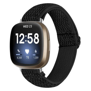 Nylon Elastic Strap, black, on a watch, 3/4 front view