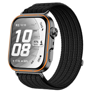Ultra Thin Nylon Strap, black, on a watch, 3/4 front view