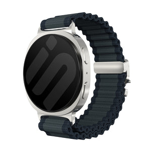 Samsung Galaxy Watch 9 - 44mm Outdoor Nylon Strap with P-Buckle (Black with Silver)