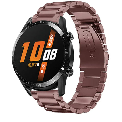 Steel Strap, bronze, on a watch, 3/4 front view