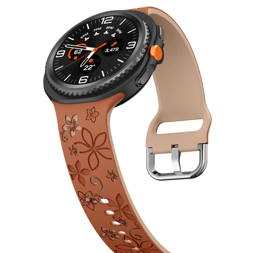 Samsung Galaxy Watch 8 - 40mm Flower Silicone Strap (Brown/Beige)
