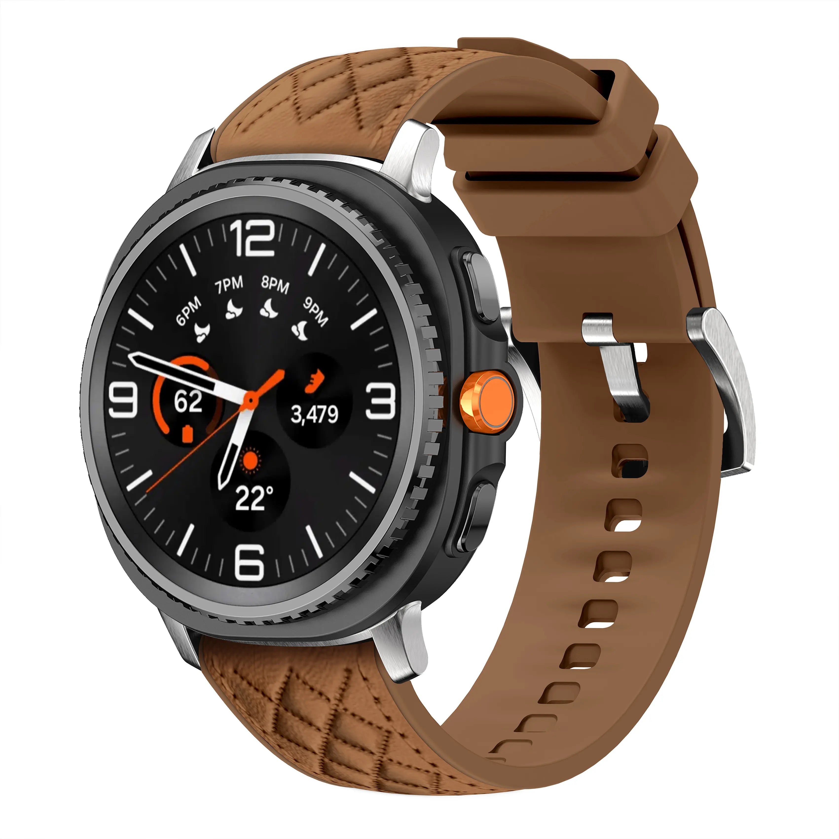 Samsung Galaxy Watch 9 - 40mm Diamond Leather Hybrid Strap (Brown)