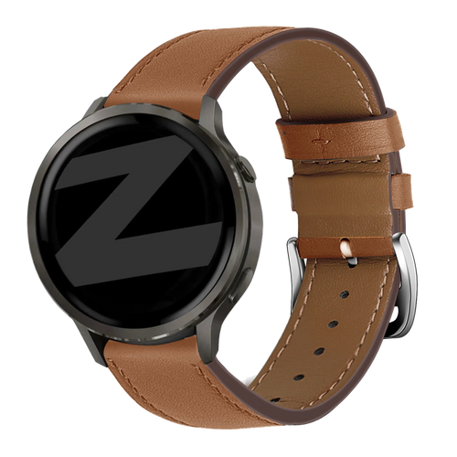 Bandz Garmin Forerunner 265 Leather Strap 'Deluxe' (Brown)