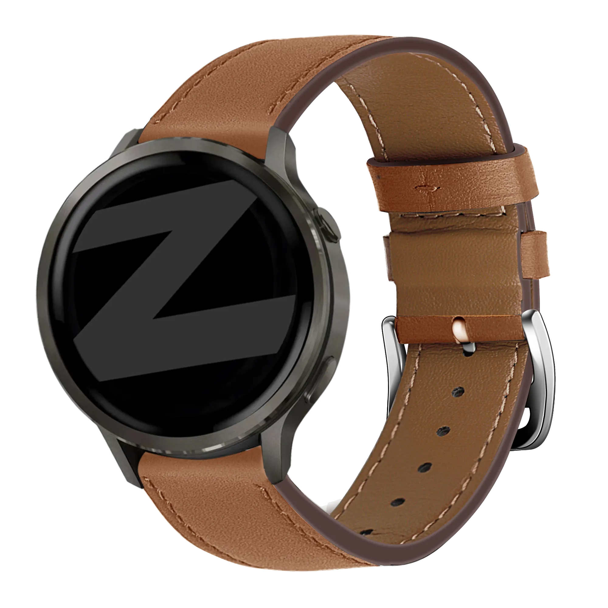 Bandz Garmin Forerunner 265 Leather Strap 'Deluxe' (Brown)