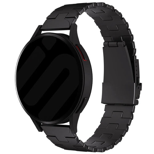 Butterfly Titanium Strap, black, on a watch, 3/4 front view