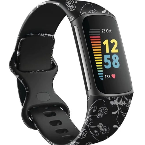 Silicone Patterned Strap, on a watch, 3/4 front view