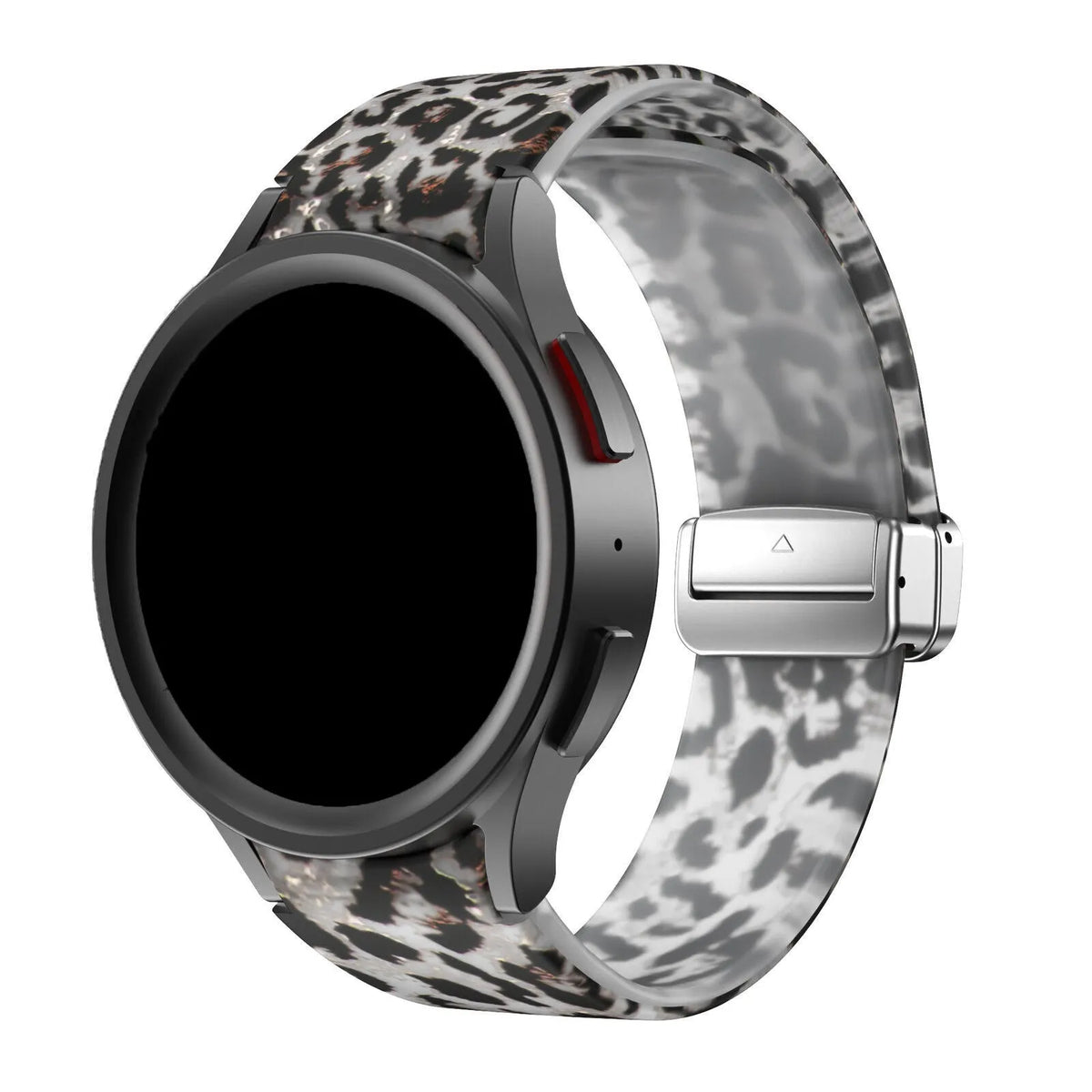 Silicone Magnetic Patterned Strap, on a watch, 3/4 front view