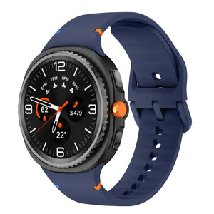 Silicone Strap, dark blue, on a watch, 3/4 front view
