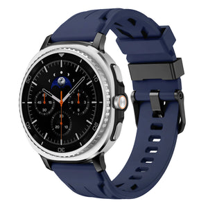 Race Silicone Strap, dark blue, on a watch, 3/4 front view