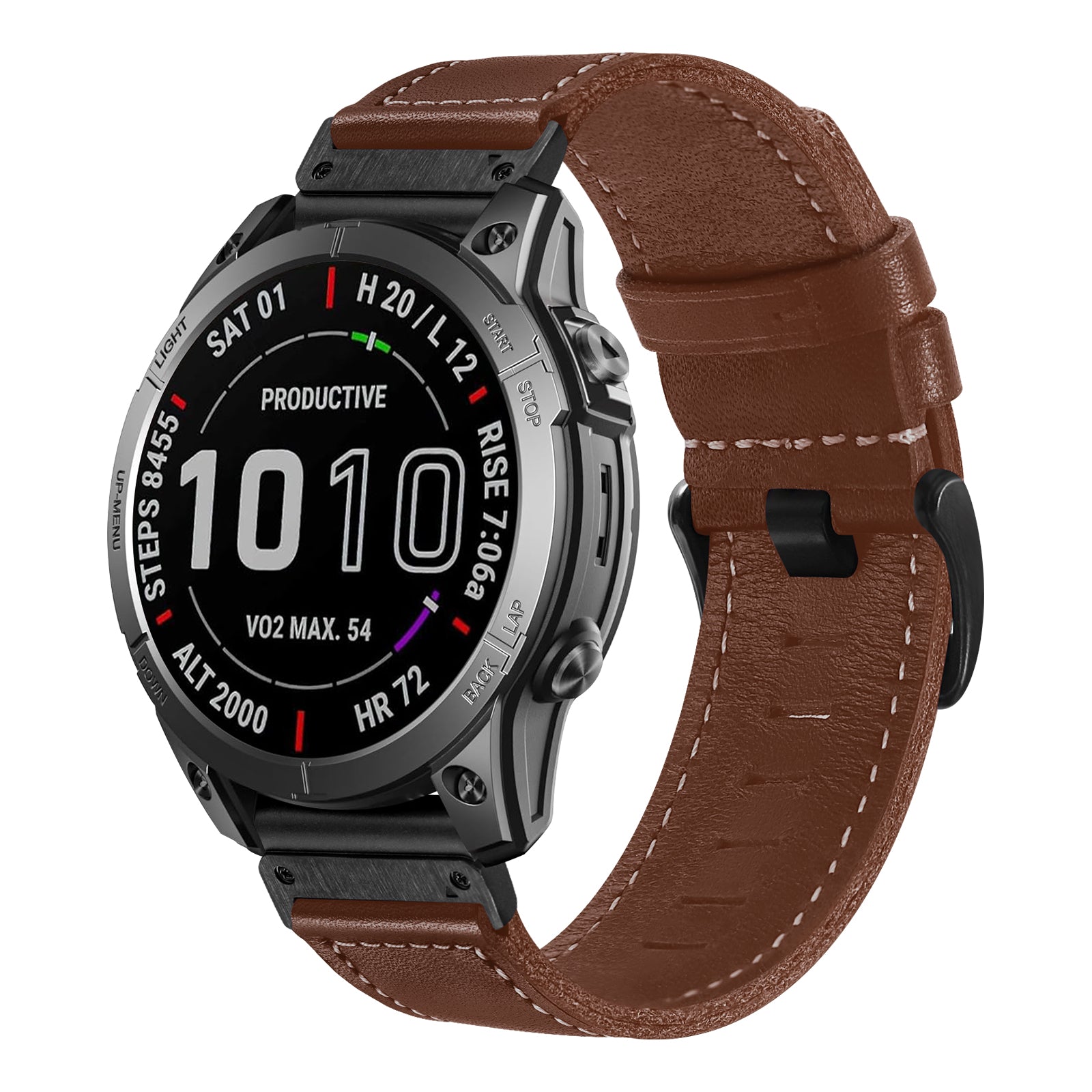 Garmin Fenix 5x / 6x Premium Leather Strap (Dark Brown)