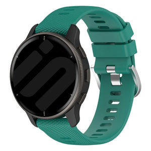 Silicone Strap, viridian, on a watch, 3/4 front view