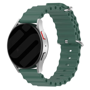 Silicone Ocean Strap, dark green, on a watch, 3/4 front view