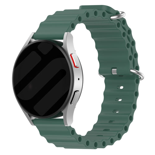 Silicone Ocean Strap, dark green, on a watch, 3/4 front view