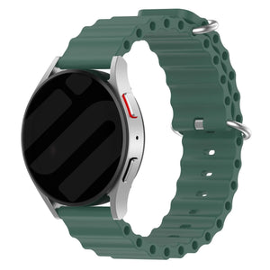Silicone Ocean Strap, dark green, on a watch, 3/4 front view