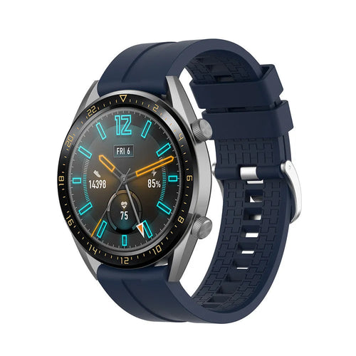Silicone Strap 'Extreme', dark blue, on a watch, 3/4 front view