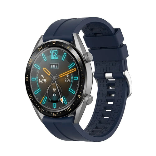Silicone Strap 'Extreme', dark blue, on a watch, 3/4 front view