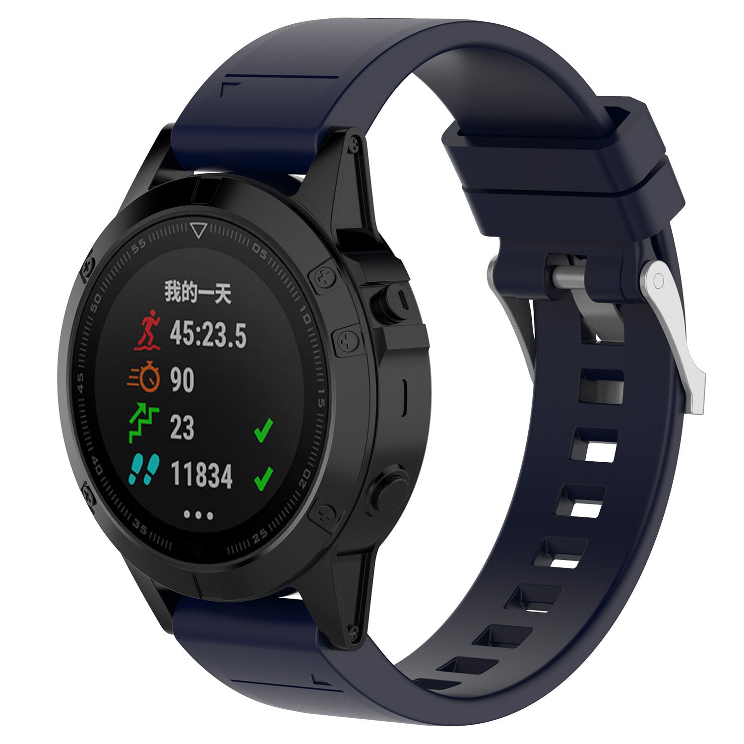 Garmin Fenix 7x Glossy Silicone Strap (Dark Blue)
