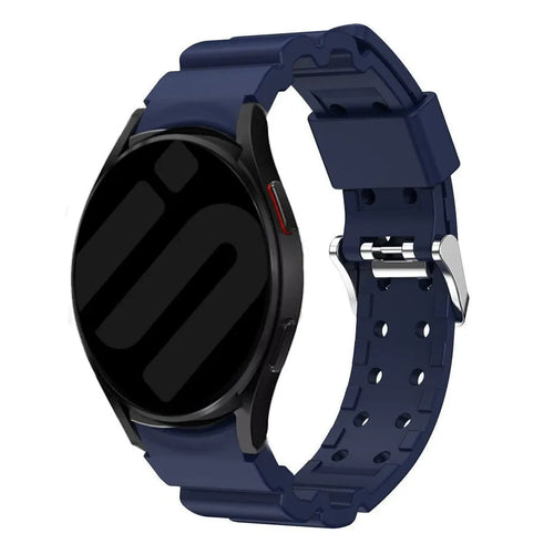 Silicone Strap 'Armour', dark blue, on a watch, 3/4 front view