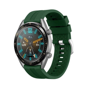 Silicone Strap 'Extreme', army green, on a watch, 3/4 front view