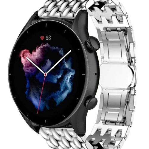 Steel Dragon Strap, silver, on a watch, 3/4 front view