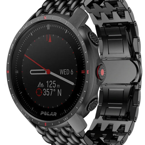 Steel Dragon Strap, black, on a watch, 3/4 front view