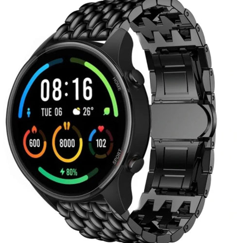 Steel Dragon Strap, black, on a watch, 3/4 front view