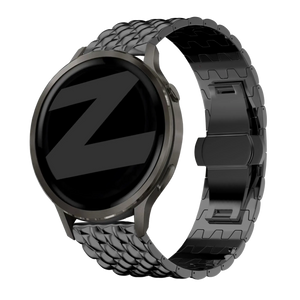 Steel Strap 'Dragon', black, on a watch, 3/4 front view