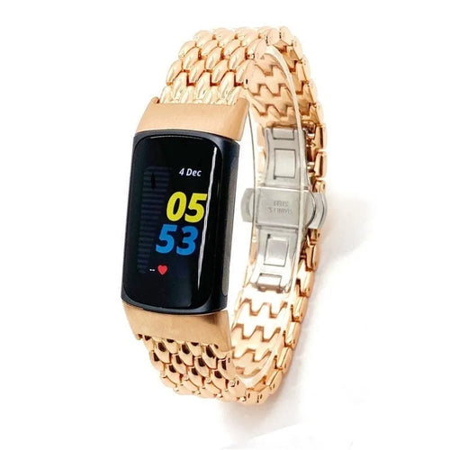 Steel Dragon Strap, rose gold, on a watch, 3/4 front view