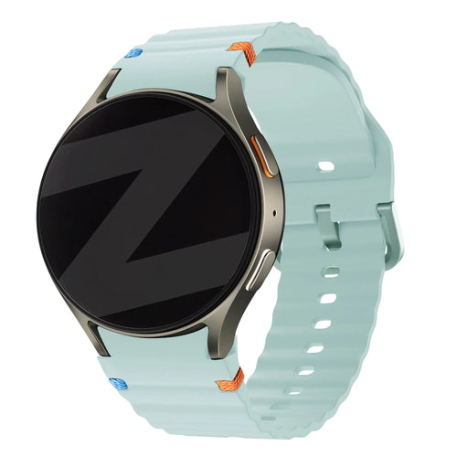 Silicone Wave Strap 'Easy Fit', mint, on a watch, 3/4 front view