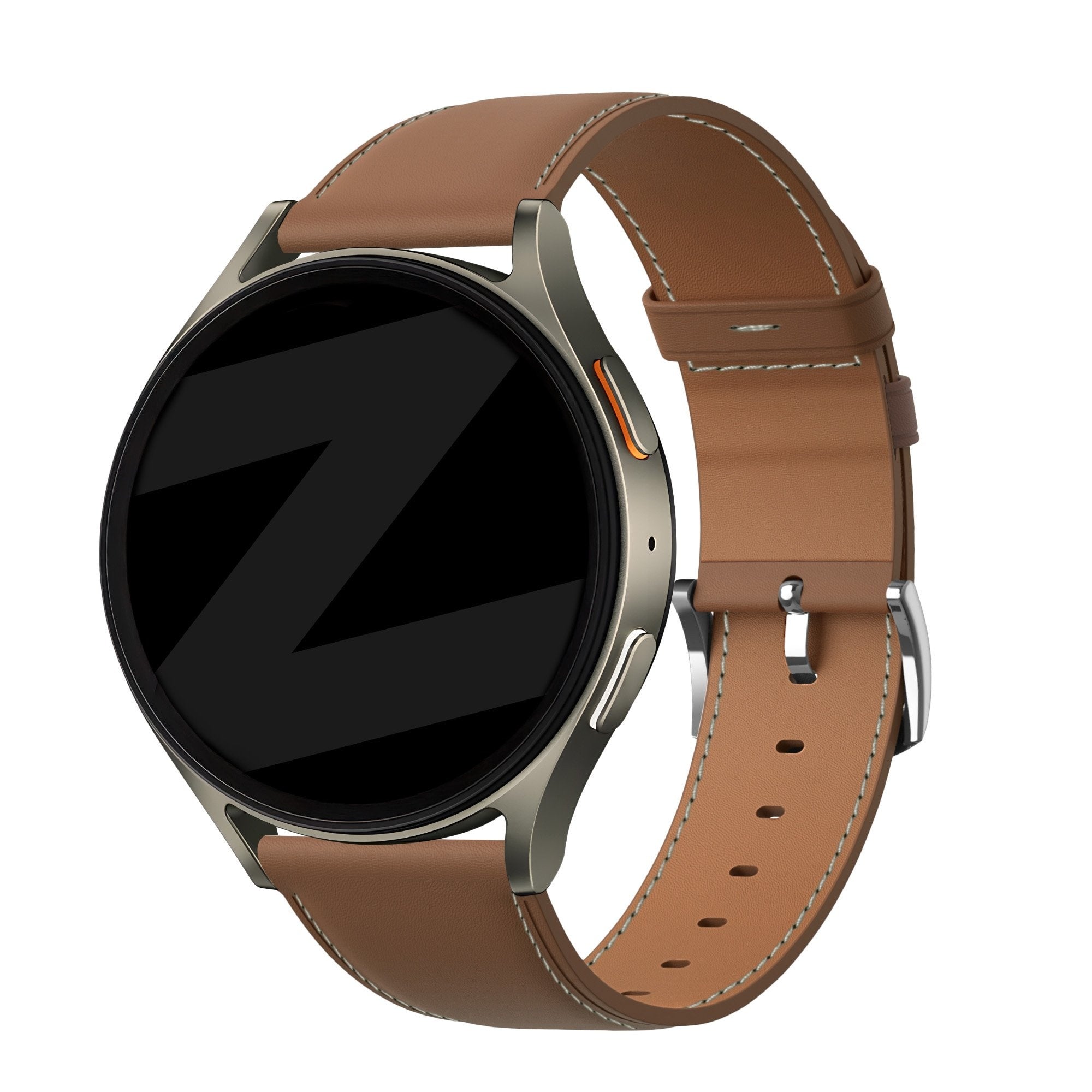 Bandz Huawei Watch GT 3 Pro 43mm Leather Strap 'Easy Fit' (Brown)