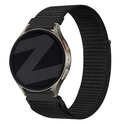Nylon Strap 'Easy Fit', black, on a watch, 3/4 front view