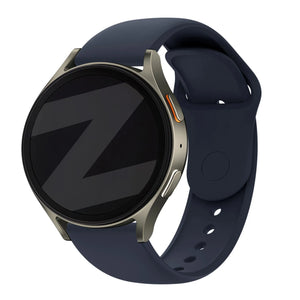 Silicone Sport Strap 'Easy Fit', dark blue, on a watch, 3/4 front view