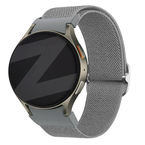 Nylon Elastic Strap 'Easy Fit', grey, on a watch, 3/4 front view
