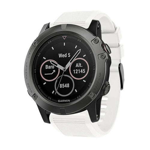 Silicone Strap, white, on a watch, 3/4 front view