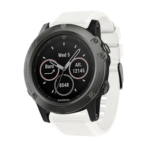 Silicone Strap, white, on a watch, 3/4 front view