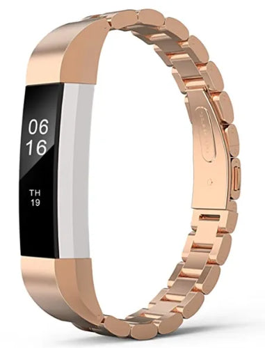 Steel Strap, rose gold, on a watch, 3/4 front view