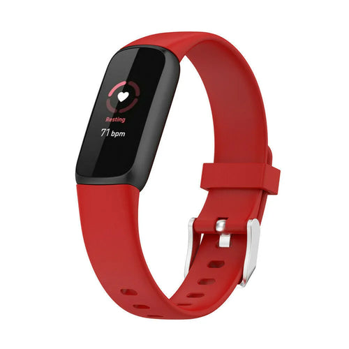 Silicone Strap, red, on a watch, 3/4 front view