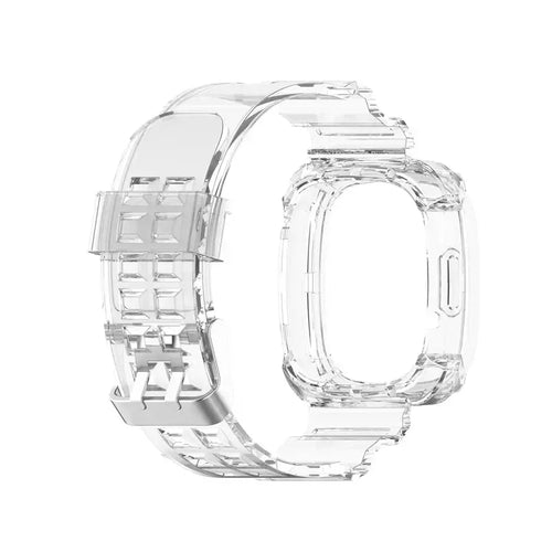 Silicone Clear TPU Strap, transparent, on a watch, 3/4 front view