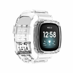 Silicone Clear TPU Strap, transparent, on a watch, 3/4 front view