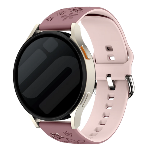 Huawei Watch GT 4 - 41mm Flower Silicone Strap (Smoke Purple/Light Pink)