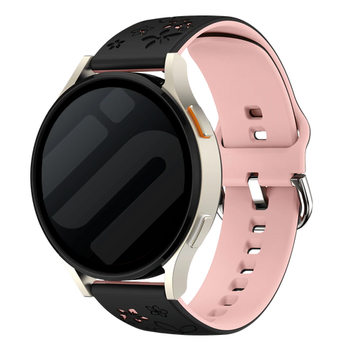 Huawei Watch GT 5 Pro - 42mm Flower Silicone Strap (Black/Light Pink)