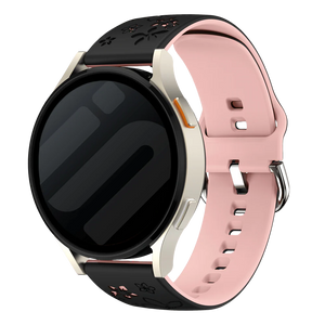 Fossil Gen 6 - 42mm Flower Silicone Strap (Black/Light Pink)