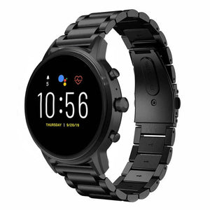Steel Strap, black, on a watch, 3/4 front view