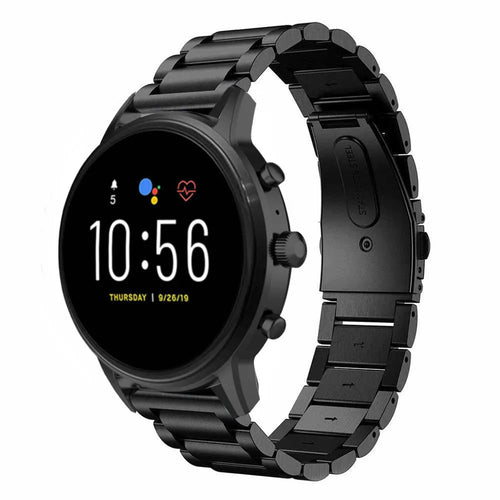 Steel Strap, black, on a watch, 3/4 front view